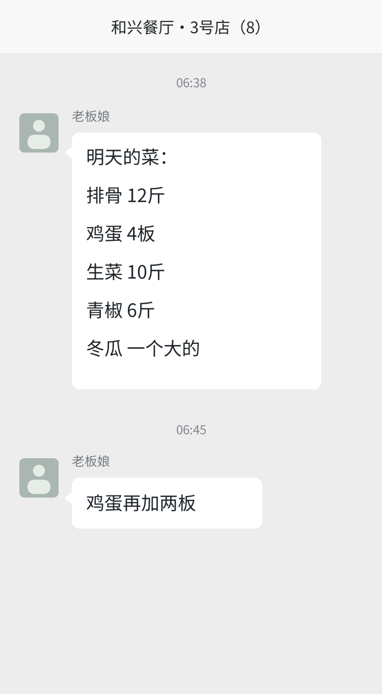 和兴餐厅·3号店的聊天截图原单，点击放大核对