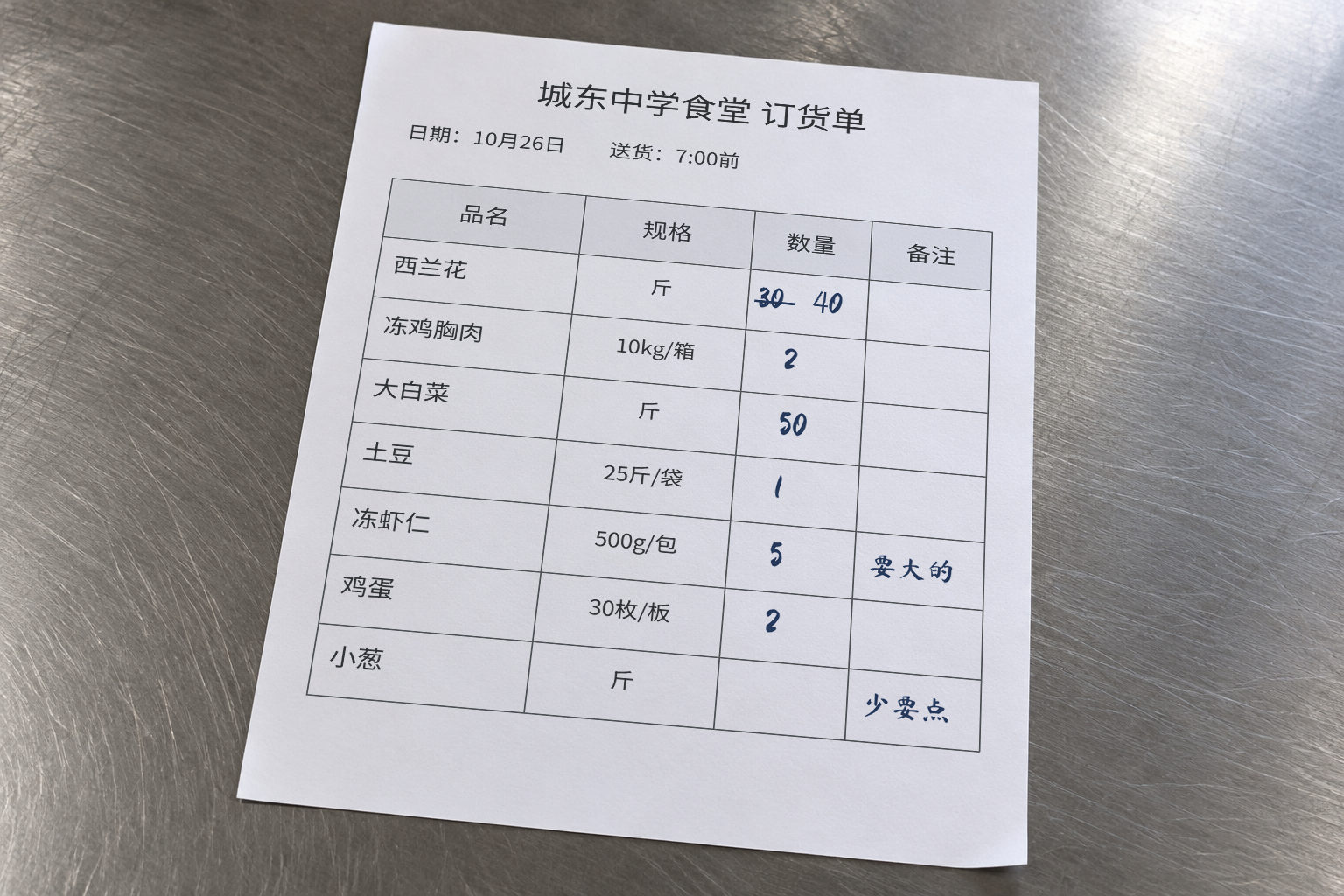城东中学食堂的打印单拍照原单，点击放大核对